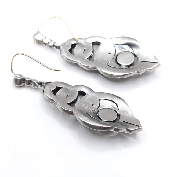 Early 1900s Antique Solid Silver Paste Drop Earri… - image 6