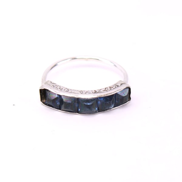 Art Deco sterling silver ring size UK J 1/2 size USA 5 1/4