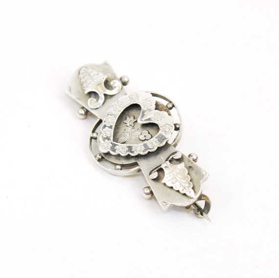 Antique Victorian silver sweetheart brooch. Birmi… - image 4