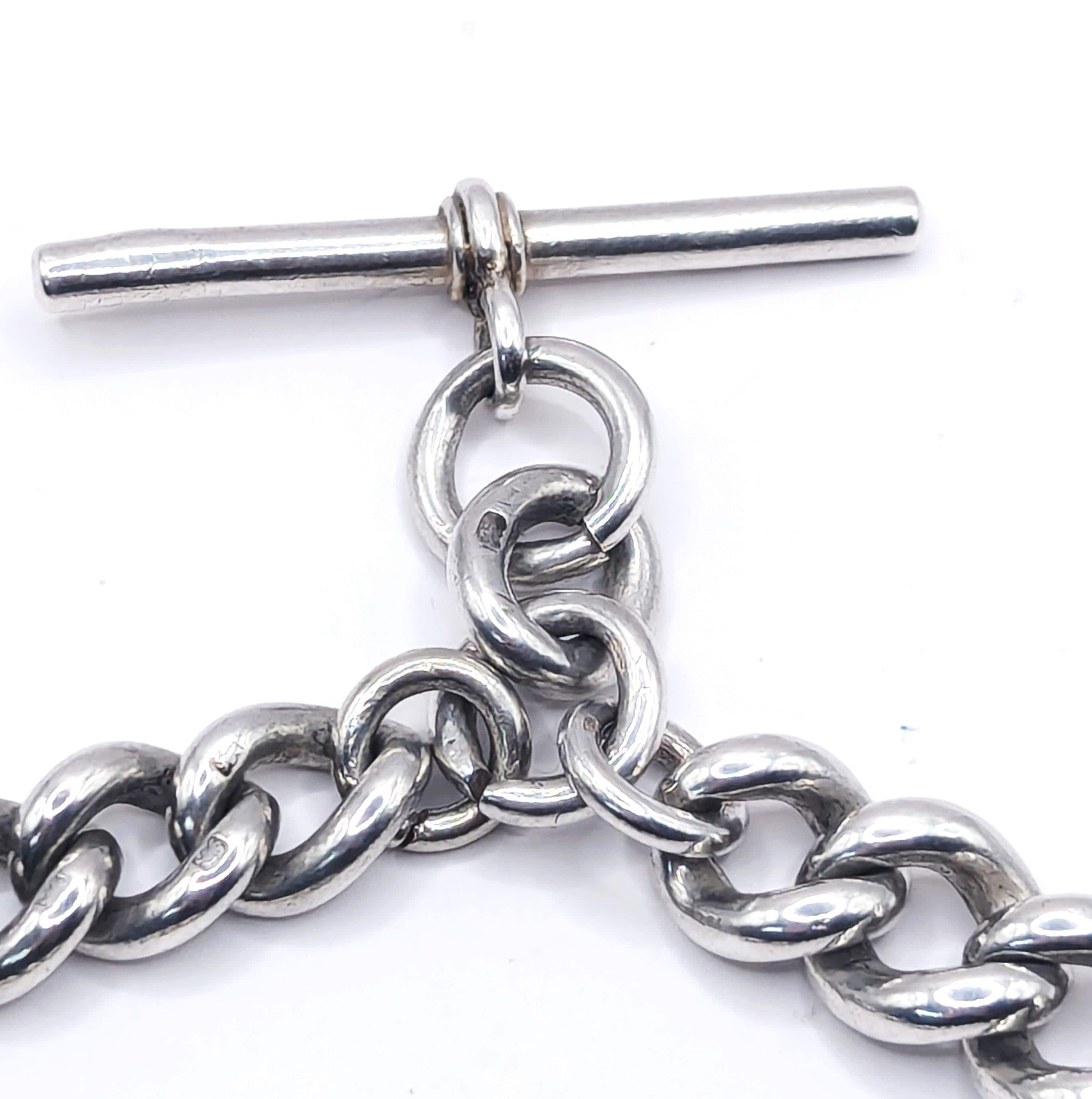 アンティークのスターリングシルバー製、チャンキーなアルバート