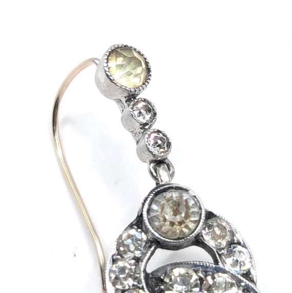 Early 1900s Antique Solid Silver Paste Drop Earri… - image 4