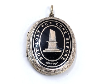 RESERVED Antique Victorian Rose Gold Back and Front Mourning Locket with Enamel & Engraving.
