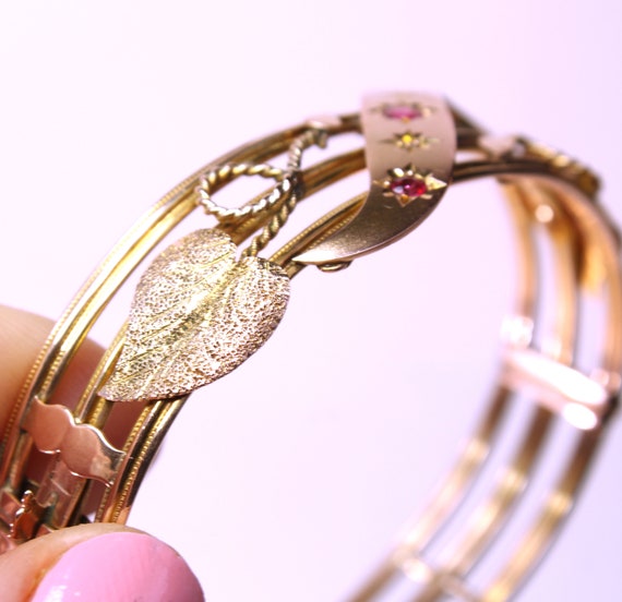 Edwardian 9ct gold bangle bracelet. Birmingham ha… - image 7