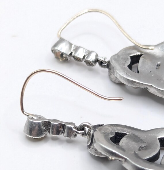 Early 1900s Antique Solid Silver Paste Drop Earri… - image 7