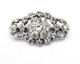 Edwardian Antique Floral Cluster Silver Paste Brooch