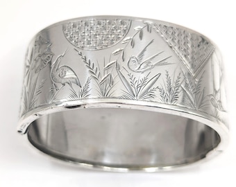 Victorian antique sterling silver bangle bracelet. Chester
