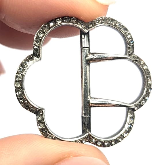 Antique Solid Silver Paste Buckle - image 11