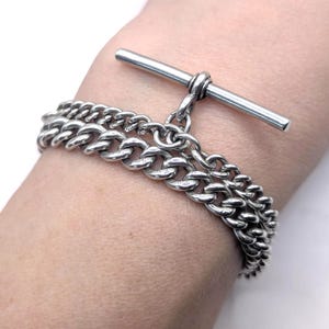 Antique sterling silver Albert watch chain with English hallmarks. Weighing 27 grams