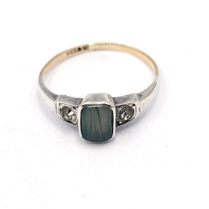 Vintage Art Deco ring van zilver en 9 karaats verguldsel | UK R USA 8 1/2