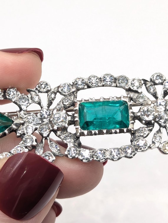 Large Antique Solid Silver Paste brooch - image 5