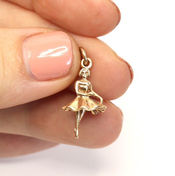 Vintage 9ct gold dancing ballerina charm pendant.… - image 3