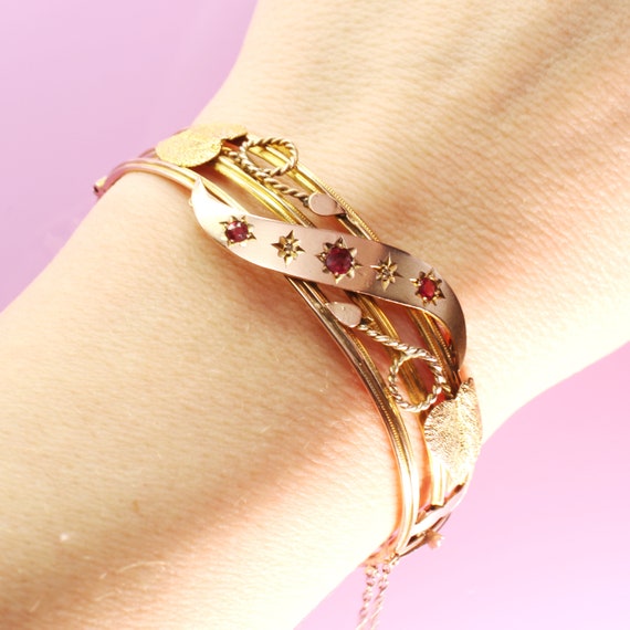 Edwardian 9ct gold bangle bracelet. Birmingham ha… - image 10