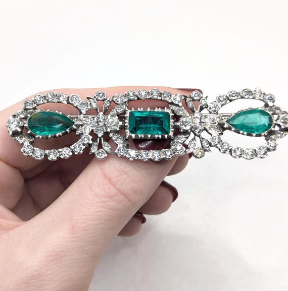 Large Antique Solid Silver Paste brooch - image 2