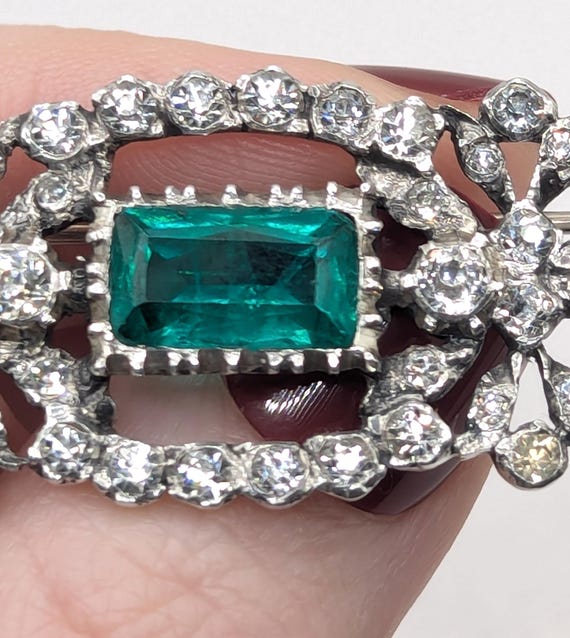 Large Antique Solid Silver Paste brooch - image 4