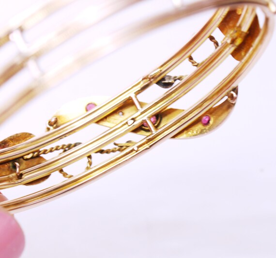 Edwardian 9ct gold bangle bracelet. Birmingham ha… - image 5
