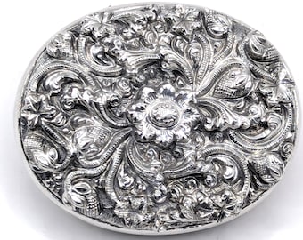 Antique Victorian Repoussé Silver Brooch (Converted Locket)