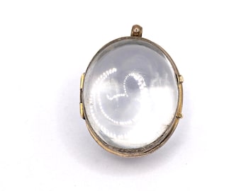 Antique | Victorian Gold-Plated Pool of Light Quartz Gemstone Locket Pendant