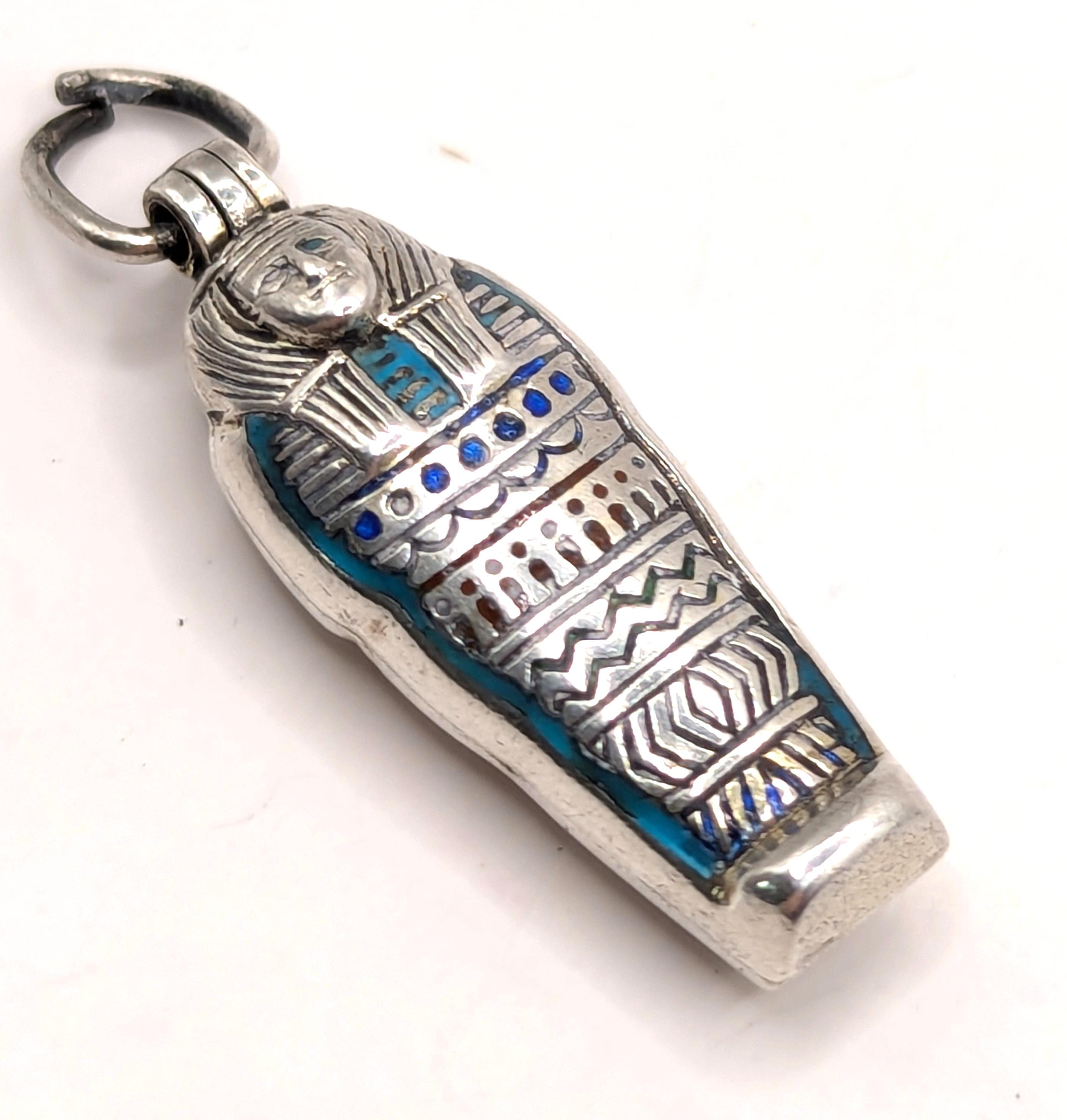 Pendentif Ancien En Argent Massif 925 - Style Art Déco/Égypte - Breloque Créateur Occasion