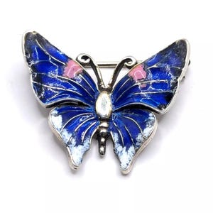 Vintage sterling silver enamelled butterfly brooch