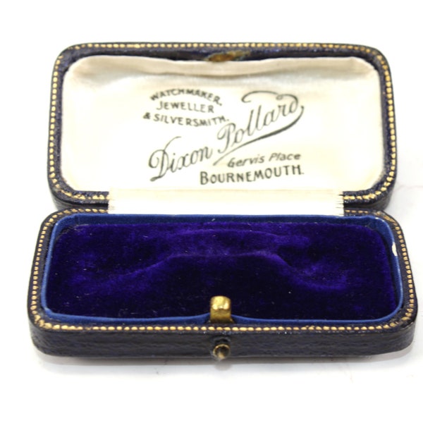 Antique Victorian tooled navy leather brooch box. Perfect for a gift or presentation