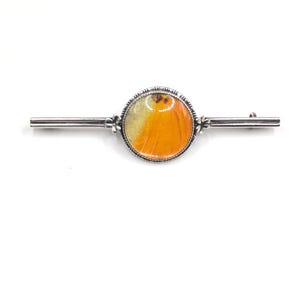 Art Deco solid silver butterfly wing bar brooch