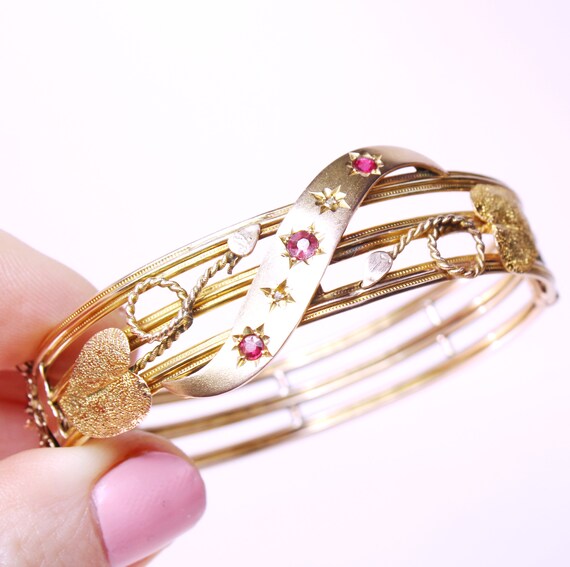 Edwardian 9ct gold bangle bracelet. Birmingham ha… - image 6