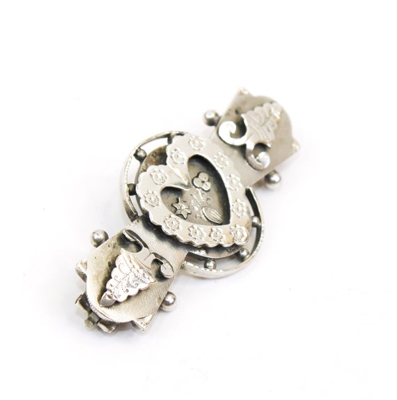 Antique Victorian silver sweetheart brooch. Birmi… - image 2