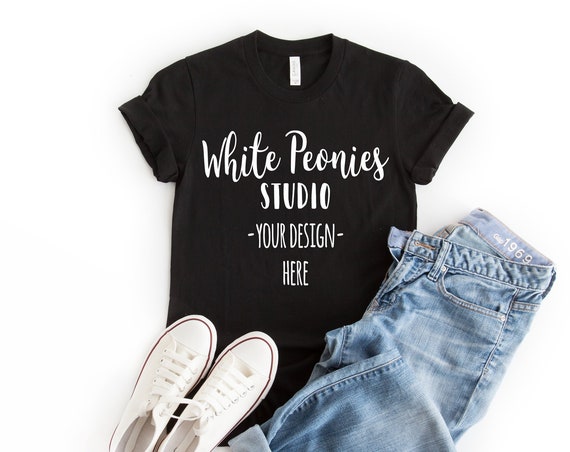 Black Bella Canvas 3001 T-Shirt Mockup Black Bella Canvas