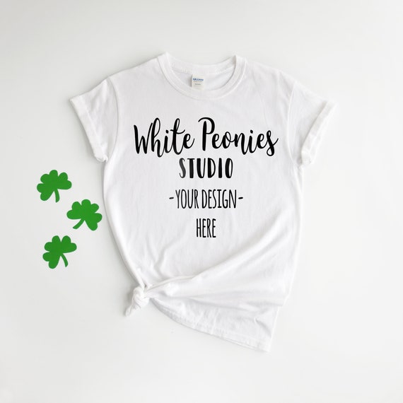 White Gildan 500 Shirt Mockup St Patricks Day