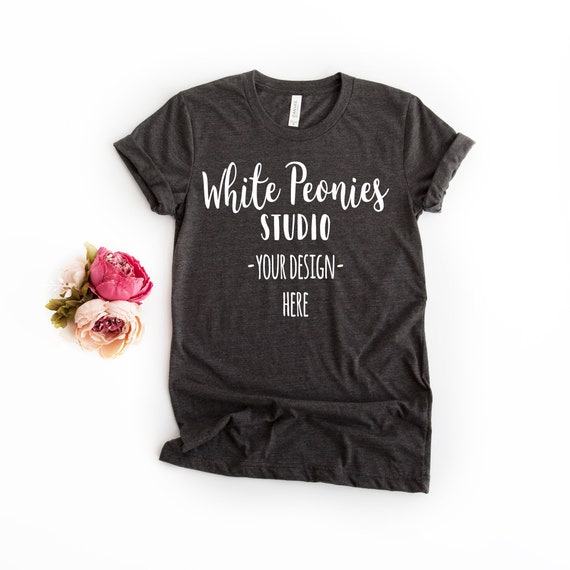 Bella Canvas 3001 Shirt Mockup Heather Black Bella Canvas