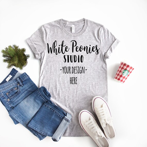 Athletic Heather Bella Canvas 3001 Mockup Flat Lay Mockup Athletic Heather Bella Canvas 3001 Mockup Flat Lay Mockup