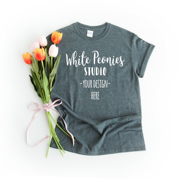 Gildan 500 Dark Heather Flat Lay Mockup Easter Gildan 500 Dark Heather Flat Lay Mockup Easter