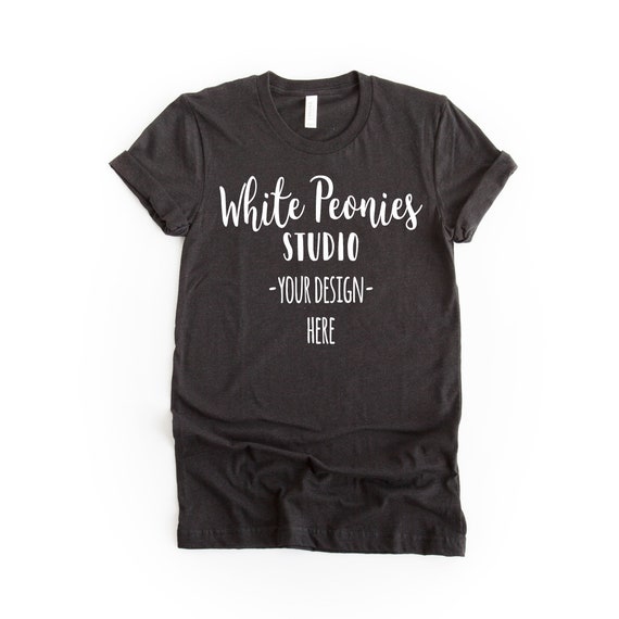 Heather Black Bella Canvas 3001 Shirt Mockup Bella Canvas