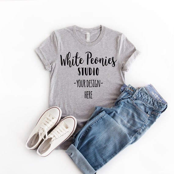 Bella Canvas 3001 Shirt Mockup Athletic Heather Shirt Flat Etsy