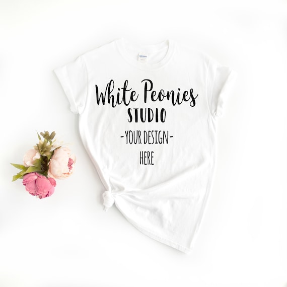 Gildan 500 White Tshirt Mockup Unisex Basic T Shirt Flat Lay Etsy
