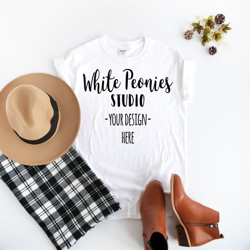 Download Gildan 500 White Tshirt Mockup Winter T-Shirt Mock Up | Etsy