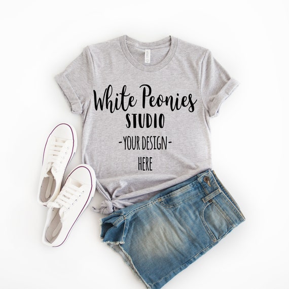 Bella Canvas 3001 Shirt Mockup Athletic Heather Shirt Shirt Etsy