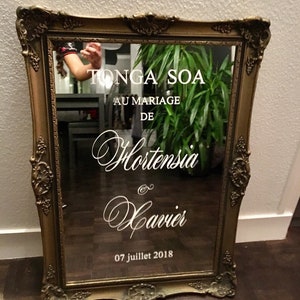 Sticker pour miroir ou plexi. Autocollant personnalisable pour mariage . Décoration événement, anniversaire  personnalisable