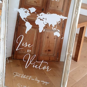 Stickers pour miroir mariage, thème voyage  Lot de stickers pour miroir mariage grand format