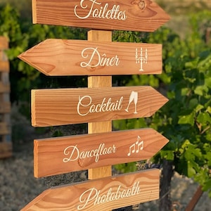 Directional sign stickers for weddings. Customizable wedding arrow sticker.
