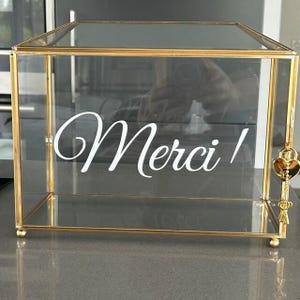 Sticker merci . Sticker pour mariage ou anniversaire à coller sur urne .Autocollant merci personnalisable