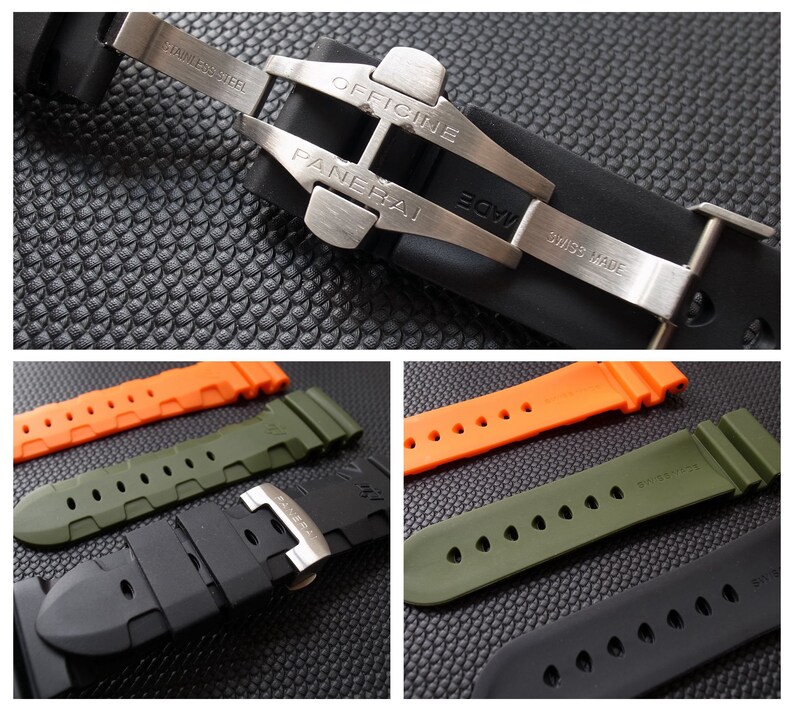 Panerai 24mm 26mm Rubber Watch Strap with deployment buckle Etsy