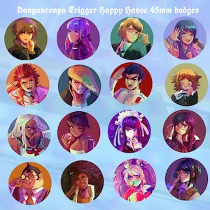 45mm Danganronpa Trigger Happy Havoc Badges