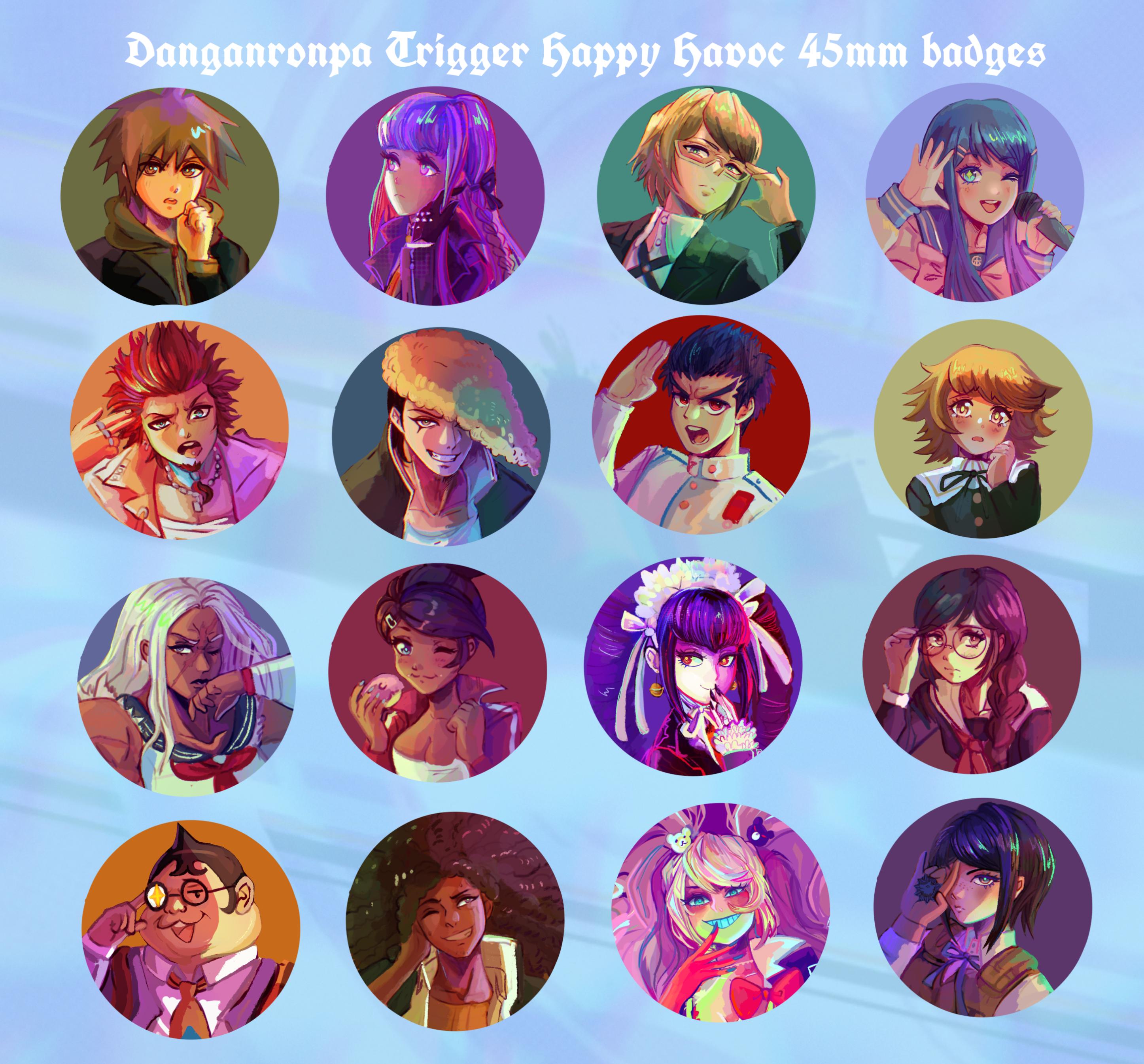 45mm Danganronpa Trigger Happy Havoc Badges