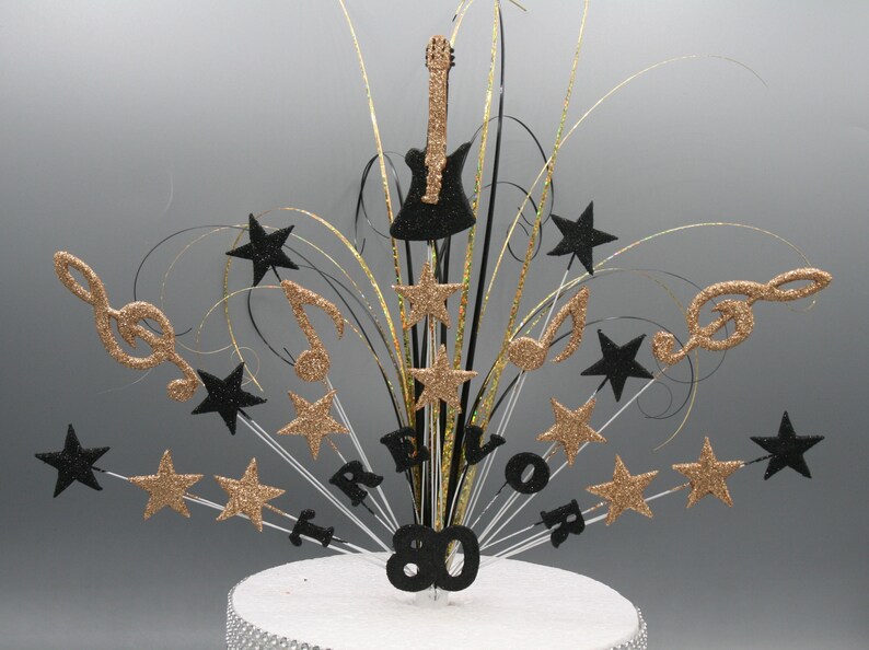Music Guitar 18th 21st 30th 40th 50th 60th 70th Star Burst Wires Cake Topper Firework Explosion GlitterNo-Glitter Any Age Any Colour 005