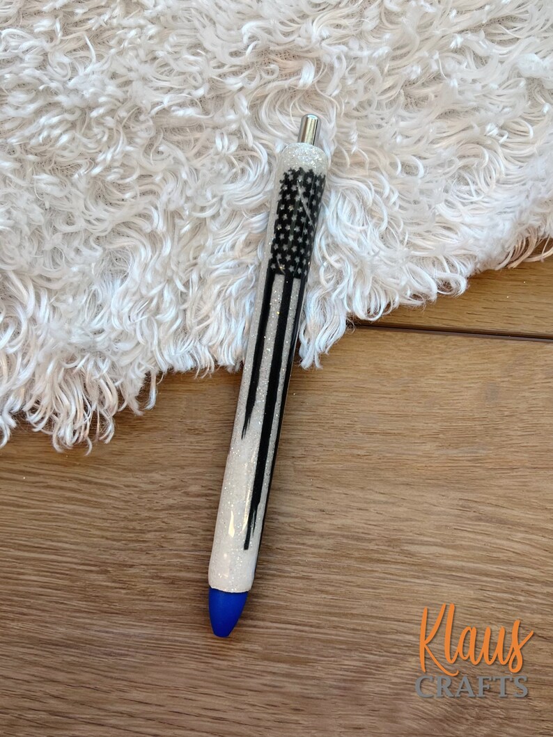 Made to Order Thin Blue Line Pen, Personal Refillable Gel Pen! Blue ...