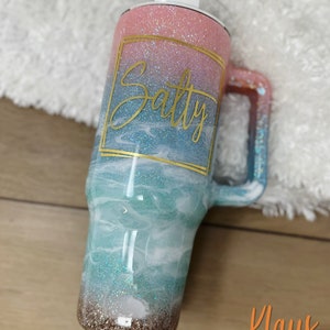 Sunset ocean 40 oz dupe, custom ocean 40 oz, glitter ocean, sunset sea, ocean tumbler