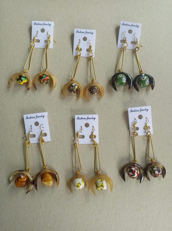 Wholesale Brass ABS Bone Earrings Boho Tribal Dangle Jewelry Handmade Statement Earrings Bulk Fashion Accessories for Women Etsy UK