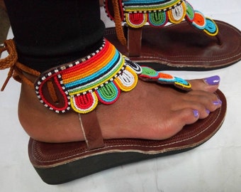 ON SALE:Beaded sandals/sandals women leather/African Beaded sandals/sandals women/leather sandals women/summer sandals/mothers day gift.