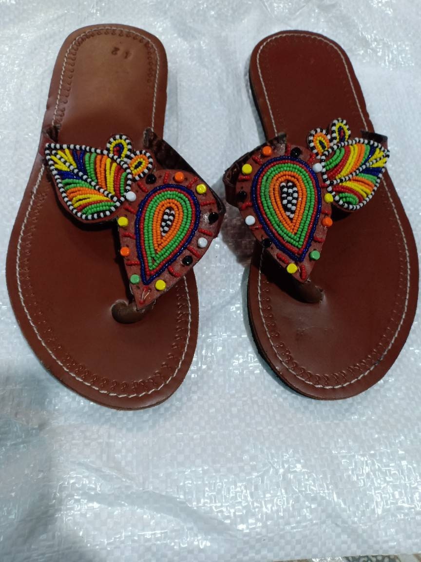 beaded black sandals